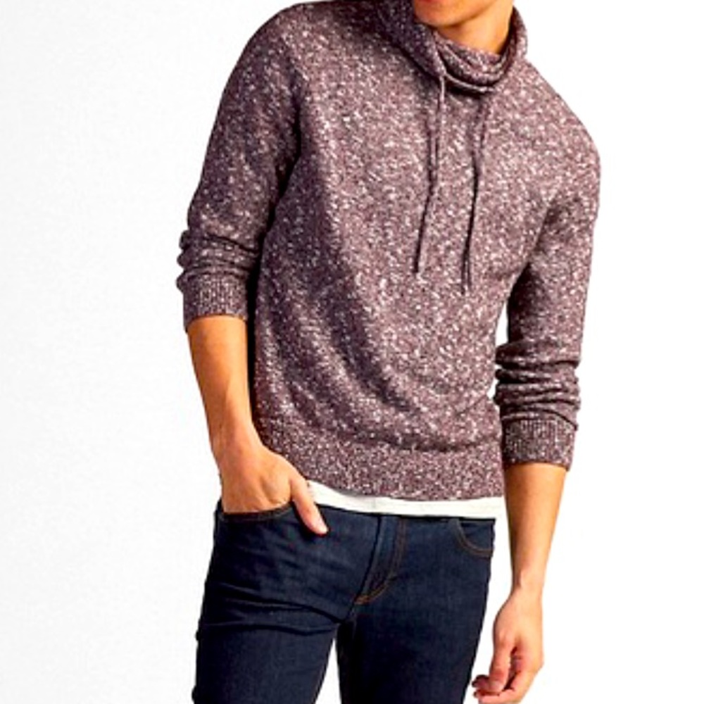 Express Men Funnel Pullover Lightweight Sweater Medium Dark Red w/Black& White